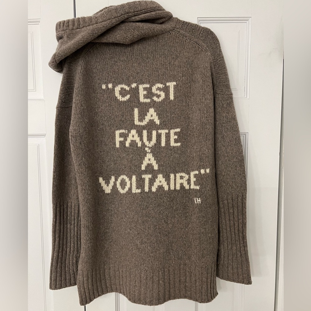 Taupe Merino wool sweater coat